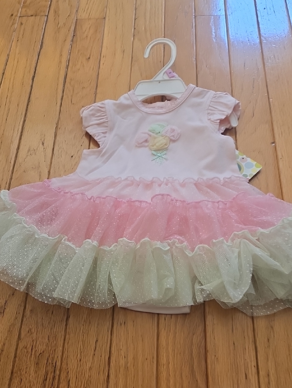 Little Me Pink and Cream Tulle Dress